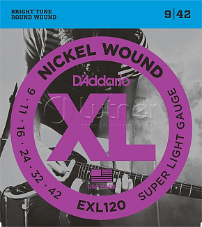 Струны Струны для электрогитары EXL120 XL NICKEL WOUND Super Light 9-42  