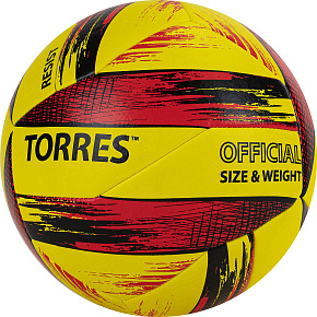 Мяч вол." TORRES Resist" V321305 р.5 синт. кожа (ПУ) гибрид, бут. кам.  жёлто-красно-чёрный 