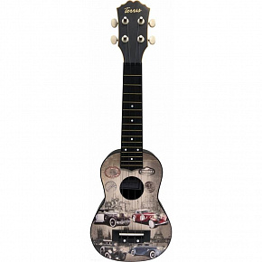 Укулеле (гавайские мини-гитары) Укулеле сопрано PLUS-70 CARS, верхняя дека липа, корпус пластик, рисунок машины, DNT-63694 