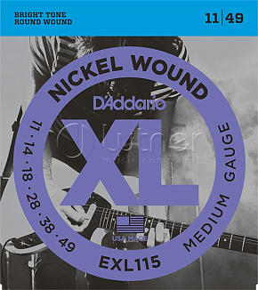 Струны Струны для электрогитары EXL115 XL Nickel Wound , Blues/Jazz Rock 11-49 