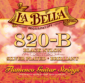 Струны Струны для классической гитары 820B Flamenco, чёрный нейлон, серебро. обм. DNT-15593 