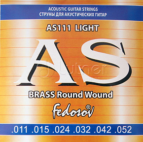 Струны Комплект струн AS111 Brass Round Wound для акустической гитары, латунь, 11-52 