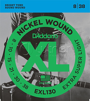 Струны Струны для электрогитары EXL130 XL NICKEL WOUND Extra Super Light 8-38  